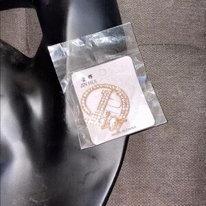 Gold Brooch with Rhinestones